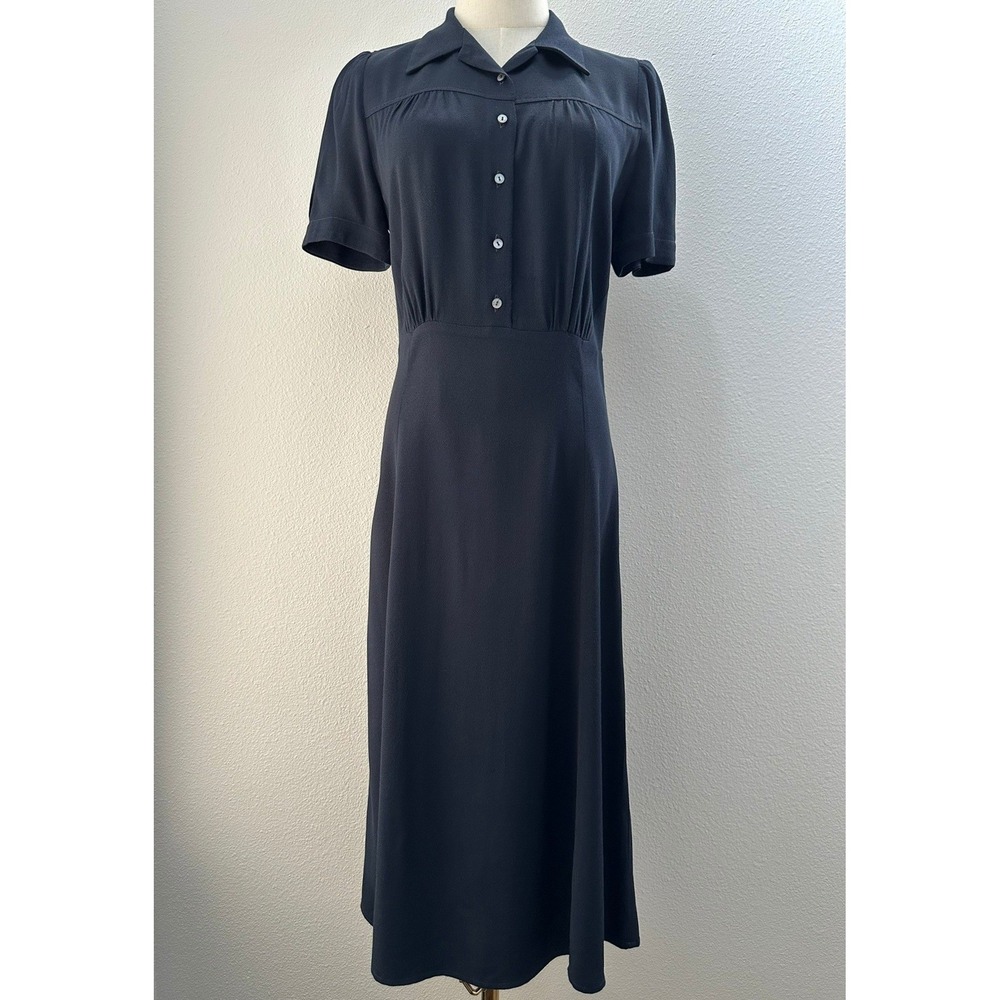 Ines de la Fressange Paris Angele Dress French 40/US 8 Navy Blue Quiet Luxury